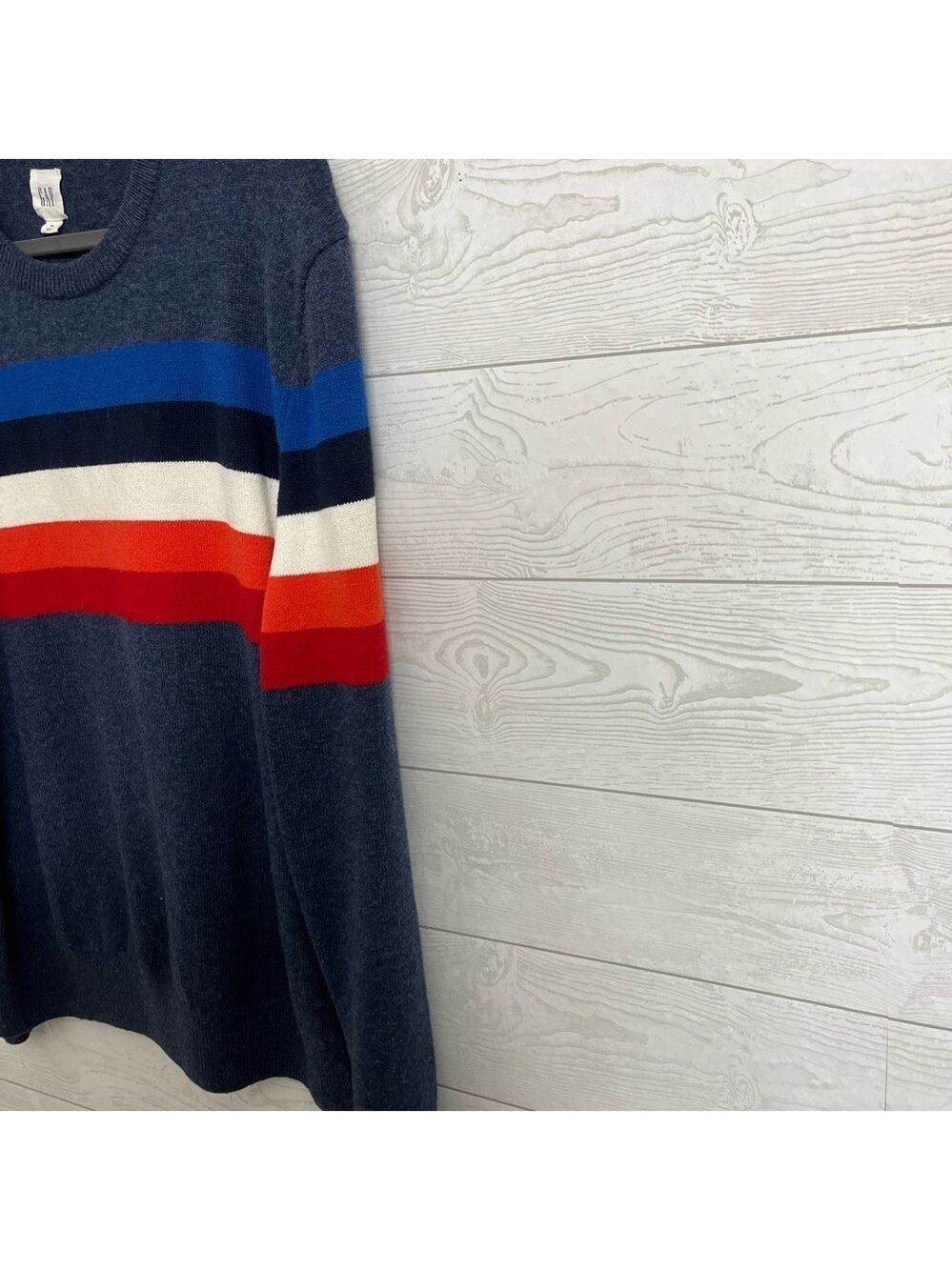 GAP Men’s Blue Stripe Crew Neck Sweater. Size XL - Picture 3 of 5